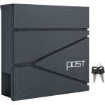 SONGMICS Cutie postala de exterior, pentru gard sau perete, din otel, cu incuietoare, 37x11x37cm, gri antracit Household NewTrend