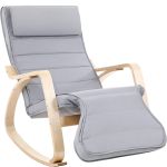 SONGMICS Scaun balansoar din lemn, suport picioare reglabil, maxim 150kg, 67x125x91cm, gri Household NewTrend