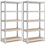 SONGMICS Set de 2 Rafturi de depozitare, cadru din otel armat, polite din MDF, max 2x875kg, 180x90x40cm, gri Household NewTrend