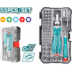 TOTAL - SET SURUBELNITE CU CLICHET - 55 PIESE (INDUSTRIAL) PowerTool TopQuality