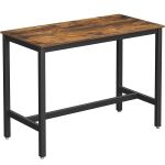 VASAGLE  Masa de bar pentru bucatarie, dreptunghiulara, inalta, cadru de otel, 60x120x90cm, stil industrial, maro rustic si negru Household NewTrend