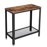 VASAGLE Masa de cafea laterala, cu 2 nivele, cadru din otel, 60x30x60cm, maro rustic Household NewTrend