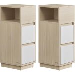 VASAGLE Set 2 noptiere inguste, cu 2 sertare si compartiment deschis, PAL si MDF, 30x25x65 cm, bej si alb Household NewTrend