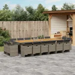 Set mobilier de grădină cu perne, 17 piese, gri, poliratan GartenMobel Dekor