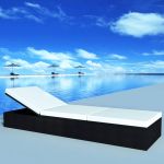 Șezlong Negru poliratan GartenMobel Dekor