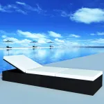 Șezlong Negru poliratan GartenMobel Dekor