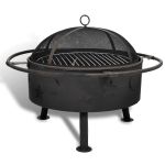 Scară de Foc Lună Negru 82 x 82 x 64 cm Oțel GartenMobel Dekor