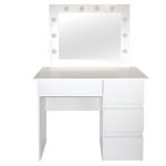 Masa de toaleta/machiaj, Irina, alba, cu oglinda si LED-uri, 94x43x141 cm GartenVIP DiyLine