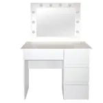 Masa de toaleta/machiaj, Irina, alba, cu oglinda si LED-uri, 94x43x141 cm GartenVIP DiyLine