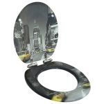 Capac WC cu închidere silențioasă, MDF, design New York GartenMobel Dekor