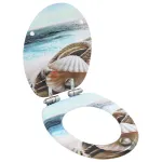 Capac WC cu închidere silențioasă, MDF, design scoici GartenMobel Dekor