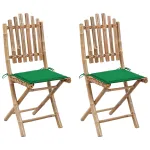 Scaune de grădină pliabile, 2 buc., cu perne, bambus GartenMobel Dekor