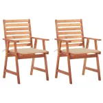 Scaune de exterior cu perne, 2 buc., lemn masiv de acacia GartenMobel Dekor