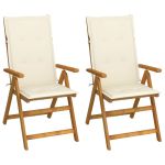 Scaune grădină rabatabile, cu perne, 2 buc., lemn masiv acacia GartenMobel Dekor