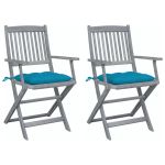 Scaune pliabile de exterior, cu perne, 2 buc. lemn masiv acacia GartenMobel Dekor