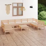 Set mobilier de grădină, 10 piese, lemn masiv de pin GartenMobel Dekor