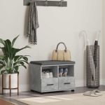 Bancă pentru hol cu pernă Gri din beton 60 x 38 x 46 cm GartenMobel Dekor