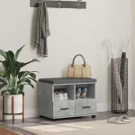 Bancă pentru hol cu pernă Gri din beton 60 x 38 x 46 cm GartenMobel Dekor