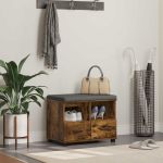 Bancă pentru hol cu pernă Stejar fumuriu 60 x 38 x 46 cm GartenMobel Dekor