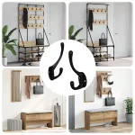 Cârlig pentru haine 2 pcs Negru 102 x 29 x 47mm Aliaj de zinc GartenMobel Dekor