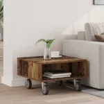 Masă laterală cu roți Lemn vechi 50 x 50 x 30 cm Lemn compozit GartenMobel Dekor