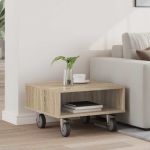 Masă laterală cu roți Stejar Sonoma 50 x 50 x 30 cm GartenMobel Dekor