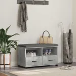 Bancă pentru hol cu pernă Gri din beton 80 x 38 x 46 cm GartenMobel Dekor