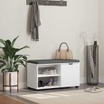 Bancă pentru hol cu pernă Simplu Alb 80 x 38 x 46 cm GartenMobel Dekor