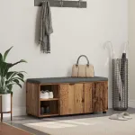 Bancă pentru hol cu pernă Simplu Lemn vechi 100 x 38 x 46 cm GartenMobel Dekor