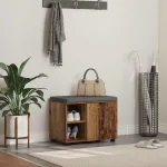 Bancă pentru hol cu pernă Simplu Lemn vechi 60 x 38 x 46 cm GartenMobel Dekor