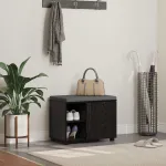 Bancă pentru hol cu pernă Simplu Stejar Negru 60 x 38 x 46 cm GartenMobel Dekor