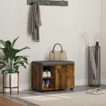 Bancă pentru hol cu pernă Simplu Stejar fumuriu 60 x 38 x 46 cm GartenMobel Dekor