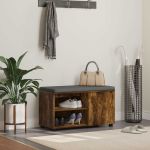 Bancă pentru hol cu pernă Simplu Stejar fumuriu 80 x 38 x 46 cm GartenMobel Dekor