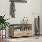 Bancă pentru hol cu pernă Stejar Sonoma 80 x 38 x 46 cm GartenMobel Dekor