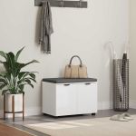 Bancă pentru hol cu pernă cu depozitare Alb 60 x 38 x 46 cm GartenMobel Dekor