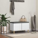 Bancă pentru hol cu pernă cu depozitare Alb 60 x 38 x 46 cm GartenMobel Dekor