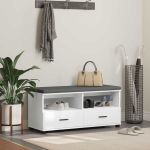 Bancă pentru hol cu pernă cu sertar Alb 100 x 38 x 46 cm GartenMobel Dekor