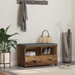 Bancă pentru hol cu pernă cu sertar Lemn vechi 80 x 38 x 46 cm GartenMobel Dekor