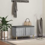 Bancă pentru hol cu pernă cu ușă Gri Sonoma 60 x 38 x 46 cm GartenMobel Dekor