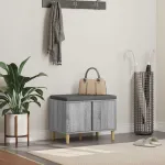 Bancă pentru hol cu pernă cu ușă Gri Sonoma 60 x 38 x 46 cm GartenMobel Dekor