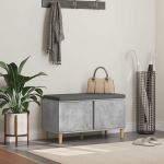 Bancă pentru hol cu pernă cu ușă Gri din beton 60 x 38 x 46 cm GartenMobel Dekor