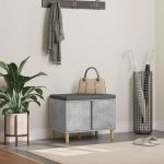 Bancă pentru hol cu pernă cu ușă Gri din beton 60 x 38 x 46 cm GartenMobel Dekor