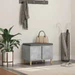 Bancă pentru hol cu pernă cu ușă Gri din beton 60 x 38 x 46 cm GartenMobel Dekor