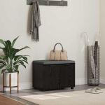 Bancă pentru hol cu pernă cu ușă Stejar Negru 60 x 38 x 46 cm GartenMobel Dekor