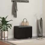 Bancă pentru hol cu pernă cu ușă Stejar Negru 60 x 38 x 46 cm GartenMobel Dekor