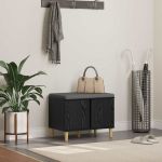 Bancă pentru hol cu pernă cu ușă Stejar Negru 60 x 38 x 46 cm GartenMobel Dekor