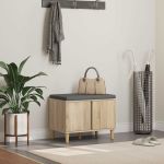 Bancă pentru hol cu pernă cu ușă Stejar Sonoma 60 x 38 x 46 cm GartenMobel Dekor