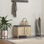 Bancă pentru hol cu pernă cu ușă Stejar Sonoma 60 x 38 x 46 cm GartenMobel Dekor