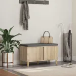 Bancă pentru hol cu pernă cu ușă Stejar Sonoma 60 x 38 x 46 cm GartenMobel Dekor