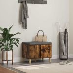 Bancă pentru hol cu pernă cu ușă Stejar fumuriu 60 x 38 x 46 cm GartenMobel Dekor